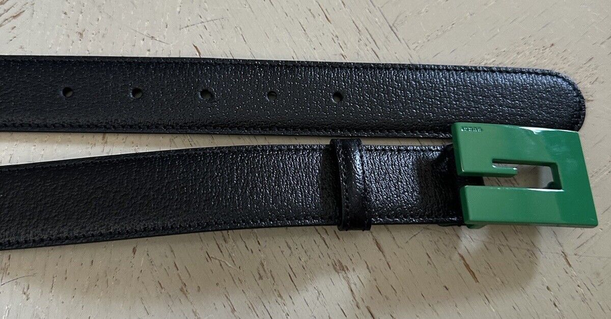 Gucci Mens Leather Belt Black/Green 105/42 New $690 709974