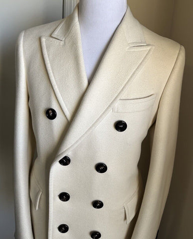 $3800 Burberry Men Iconic Double Breasted Wool Coat Overcoat White 38 US/48 Eu