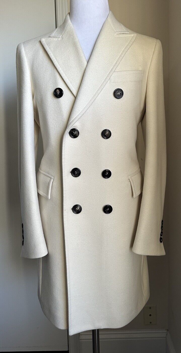 $3800 Burberry Men Iconic Double Breasted Wool Coat Overcoat White 38 US/48 Eu