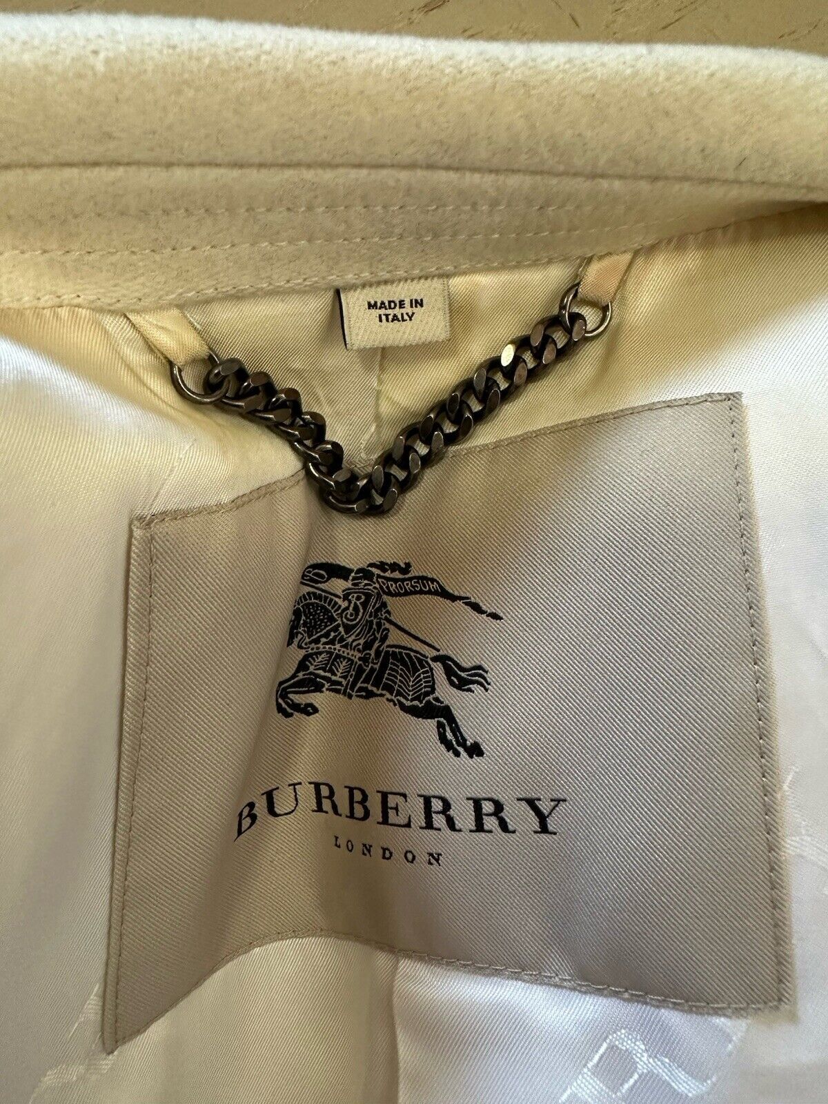 $3800 Burberry Men Iconic Double Breasted Wool Coat Overcoat White 38 US/48 Eu