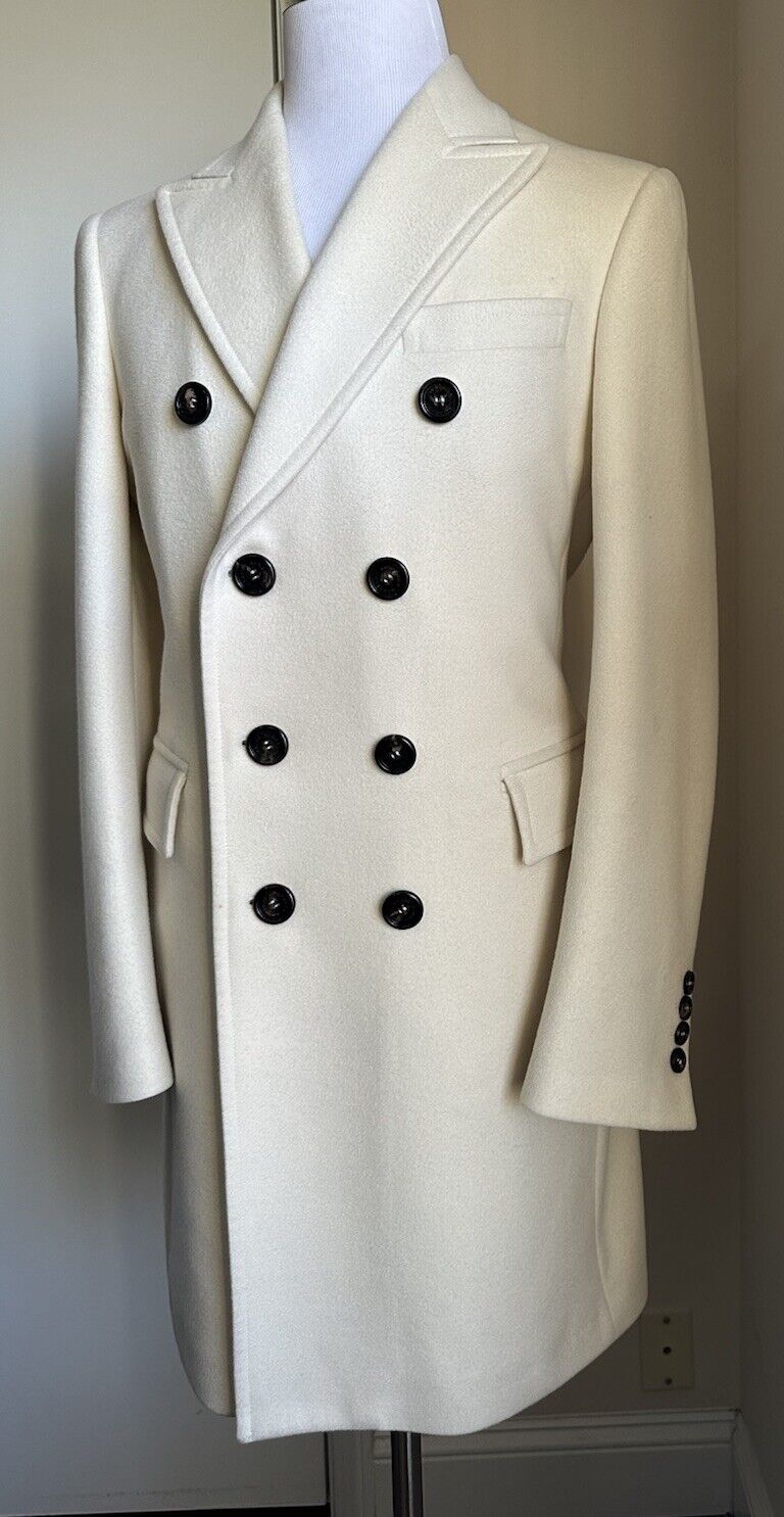 $3800 Burberry Men Iconic Double Breasted Wool Coat Overcoat White 38 US/48 Eu