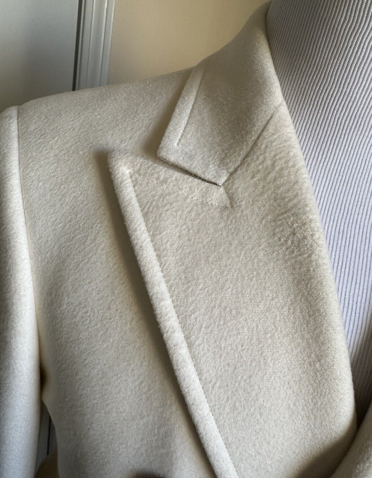 $3800 Burberry Men Iconic Double Breasted Wool Coat Overcoat White 38 US/48 Eu