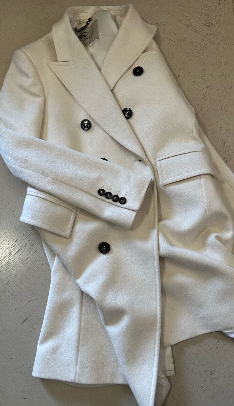 $3800 Burberry Men Iconic Double Breasted Wool Coat Overcoat White 38 US/48 Eu