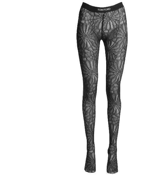 TOM FORD Circle Lace Footed Tights Black Size XS New $890