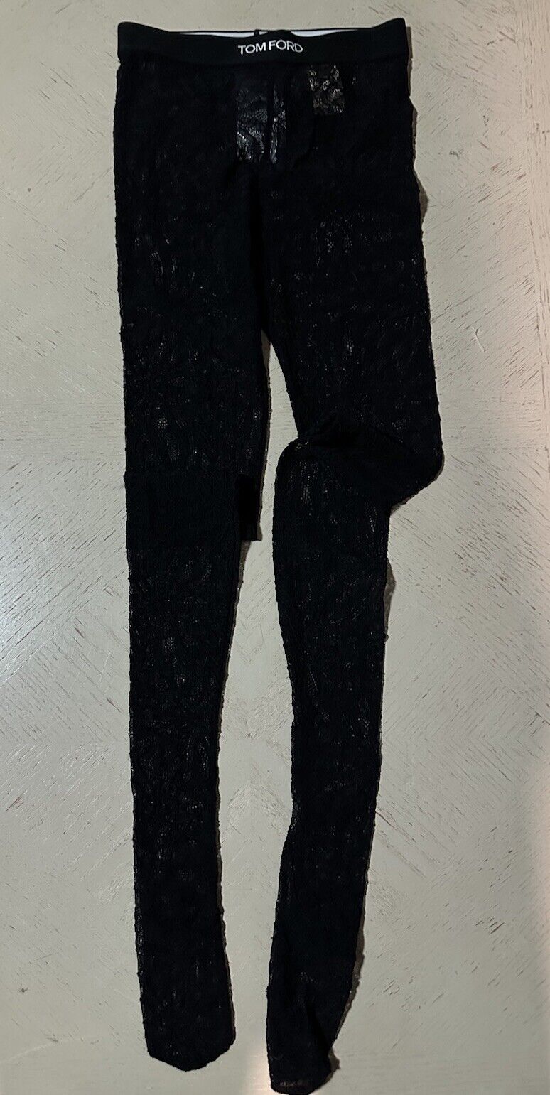 TOM FORD Circle Lace Footed Tights Black Size XS New $890