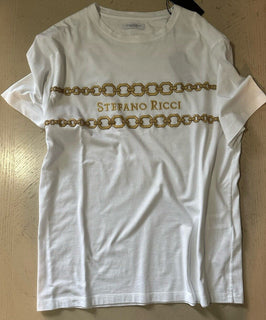 Stefano Ricci Men's Embroidered Chain Logo T-Shirt XL White Italy New $750