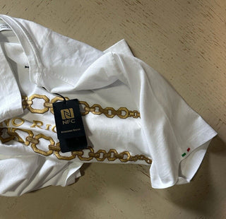 Stefano Ricci Men's Embroidered Chain Logo T-Shirt XL White Italy New $750