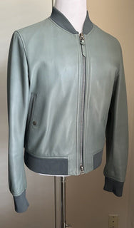 $5890 TOM FORD Men’s Leather Bomber Jacket Br Blue 40 US/52 Eu Italy