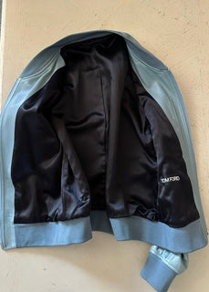 $5890 TOM FORD Men’s Leather Bomber Jacket Br Blue 40 US/52 Eu Italy