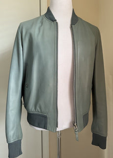 $5890 TOM FORD Men’s Leather Bomber Jacket Br Blue 40 US/52 Eu Italy