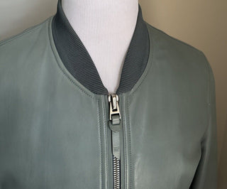 $5890 TOM FORD Men’s Leather Bomber Jacket Br Blue 40 US/52 Eu Italy