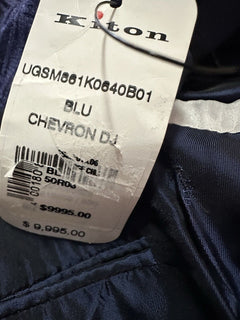 New $9995 Kiton Cashmere/Silk Diner Jacket Blazer Blue/Black  40R US/50R Eu