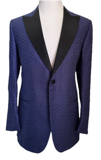 New $9995 Kiton Cashmere/Silk Diner Jacket Blazer Blue/Black  40R US/50R Eu
