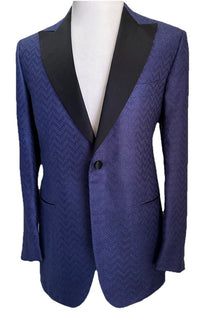 New $9995 Kiton Cashmere/Silk Diner Jacket Blazer Blue/Black  40R US/50R Eu