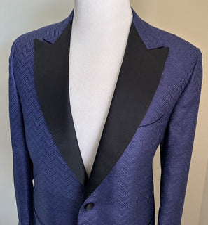 New $9995 Kiton Cashmere/Silk Diner Jacket Blazer Blue/Black  40R US/50R Eu
