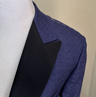 New $9995 Kiton Cashmere/Silk Diner Jacket Blazer Blue/Black  40R US/50R Eu