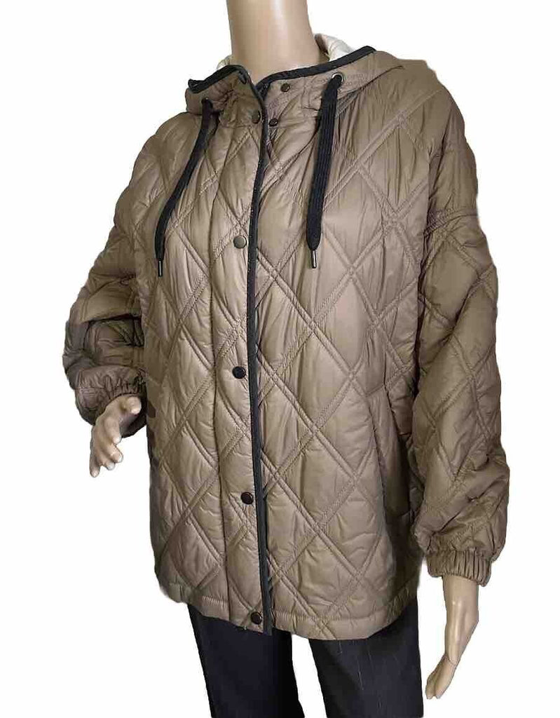 New S5495 Brunello Cucinelli Hooded Padded Jacket Camel Size 40/4