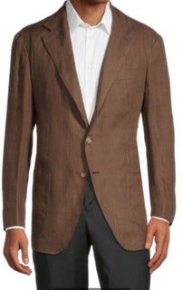 New $5695 Kiton Linen Sport Coat Jacket Blazer DK Brown 44R US/54R Eu