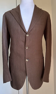 New $5695 Kiton Linen Sport Coat Jacket Blazer DK Brown 44R US/54R Eu