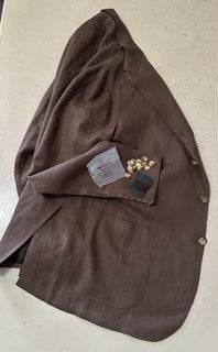 New $5695 Kiton Linen Sport Coat Jacket Blazer DK Brown 44R US/54R Eu