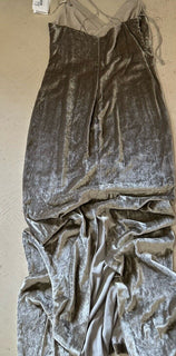 New $7695 Brunello Cucinelli Velvet V-Neck Column Gown Dress DK Gray Size S