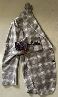 NWT $5500 Isaia Plaid Silk & Cashmere Sport Coat Blazer LT Brown 44R US/54R Eu