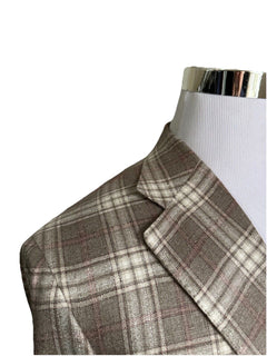 NWT $5500 Isaia Plaid Silk & Cashmere Sport Coat Blazer LT Brown 44R US/54R Eu