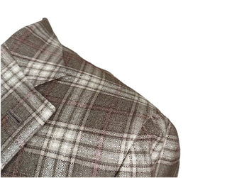 NWT $5500 Isaia Plaid Silk & Cashmere Sport Coat Blazer LT Brown 44R US/54R Eu