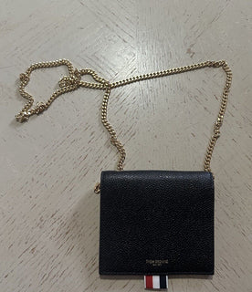 Thom Browne Women’s Leather Wallet Bag On Chain Black New $690