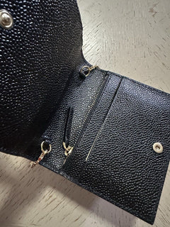 Thom Browne Women’s Leather Wallet Bag On Chain Black New $690
