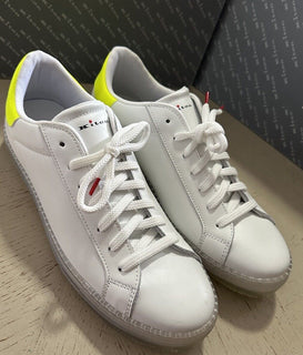 New Kiton Low-Top Leather Sneakers White/Green 10 US/43 Eu