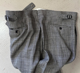 NWT $3295 Ralph Lauren Purple Label Silk/Lin. Glen Plaid Suit Cream/Black 44R US