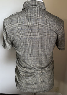 Ralph Lauren Purple Label Men Linen Glen Plaid Polo Shirt Black/Cream S New $495
