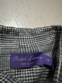 Ralph Lauren Purple Label Men Linen Glen Plaid Polo Shirt Black/Cream S New $495