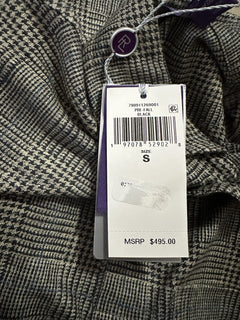 Ralph Lauren Purple Label Men Linen Glen Plaid Polo Shirt Black/Cream S New $495