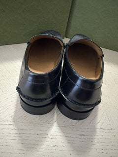 Gucci Mens GG Logo Leather Loafers Shoes Black 13.5 US (13 Gucci) IT NIB 673817