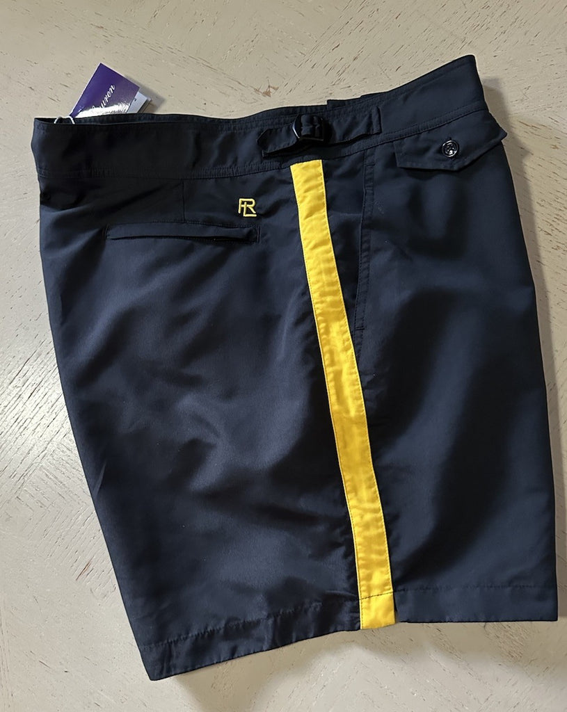 NWT $395 Ralph Lauren Purple Label Men Mayfair Swim Short Black/Yellow Size XXL