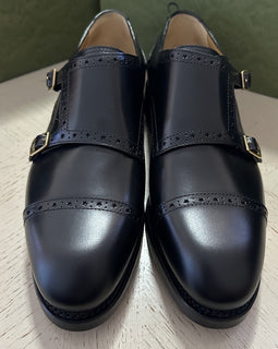 NIB $1200 Gucci Men Double Monk Leather Oxford Shoes Black 10 US/9 UK 739778