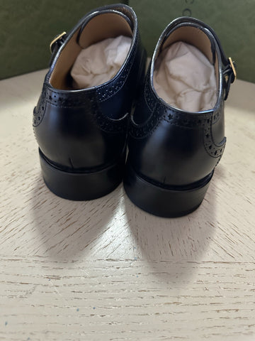 NIB $1200 Gucci Men Double Monk Leather Oxford Shoes Black 10 US/9 UK 739778