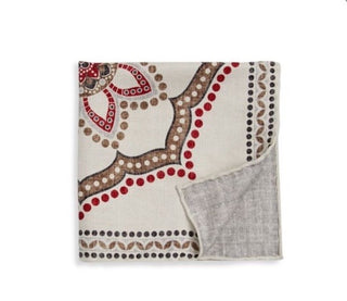 Brunello Cucinelli Abstract Silk Pocket Square White/Red/Multi One Size New
