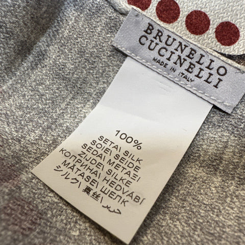 Brunello Cucinelli Abstract Silk Pocket Square White/Red/Multi One Size New