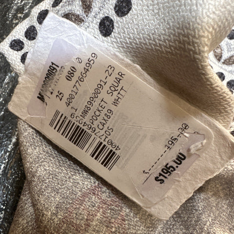 Brunello Cucinelli Abstract Silk Pocket Square White/Red/Multi One Size New