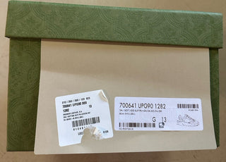 New Gucci Men Leather/Canvas GG Logo  Sneakers Gray/Green/Bei 14 US/13 UK 700641