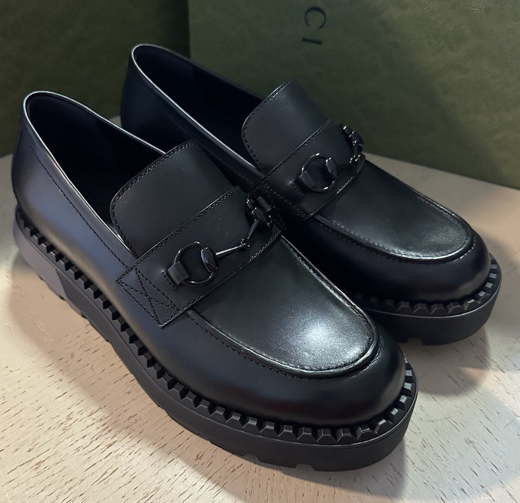 Gucci Men Leather Loafers Shoes Black 10.5 US/9.5 UK New $1100 758593
