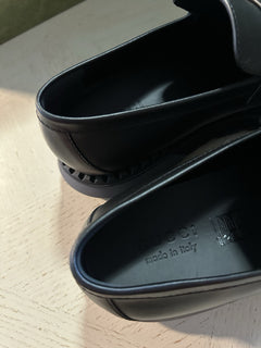Gucci Men Leather Loafers Shoes Black 10.5 US/9.5 UK New $1100 758593