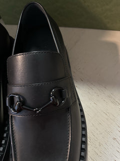 Gucci Men Leather Loafers Shoes Black 10 US/9 UK New $1100 758593