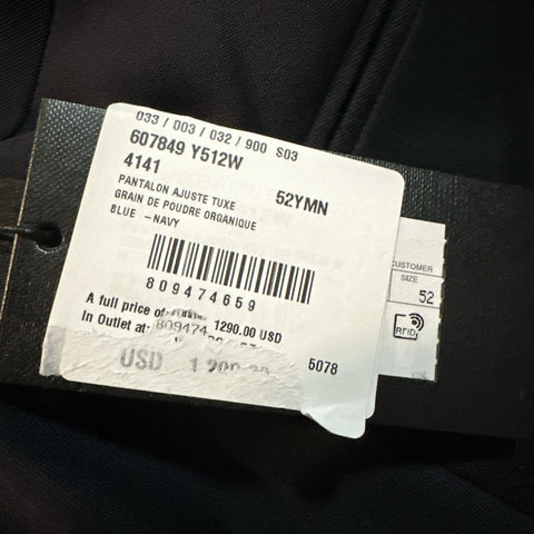NWT $1290 Saint Laurent Men Tuxedo Pants Navy 52 Euro/36 US