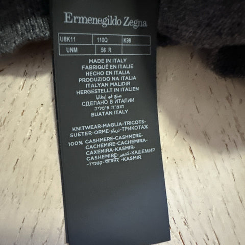 NWT $1095 Ermenegildo Zegna Long Sleeve Crewneck Sweater Gray 56 Eu/XXL Italy