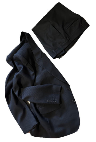 NWT $4470 Saint Laurent Men Wool Suit Black Striped 44 US/54 Eu Italy