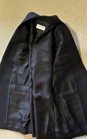 NWT $4470 Saint Laurent Men Wool Suit Black Striped 44 US/54 Eu Italy